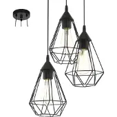 Eglo Lampe à suspension Tarbes 3 lumières noir