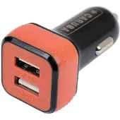 Caruba USB Dual Car Charger, Zwart/Rood
