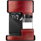 Breville S Primalatte Machine à Café et Expresso | Pompe Italienne 15 Bars | Pour Café Moulu ou Dosettes | Mousseur à Lait Automatique Intégré | Métallique/Rouge | VCF046X, Rouge