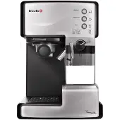 Breville VCF045X Machine à café et expresso PrimaLatte, convient pour le café en poudre ou en dosettes, 15 bars, mousseur à lait, argent/blanc