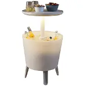 Keter -Illuminated Cool Bar -Table de fête avec glacière intégrée et lumière-blanc/transparent-6050