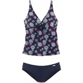 LASCANA Tankini bleu marine / rose foncé / blanc
