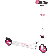 Muuwmi Trottinette en aluminium muuwmi – 125 mm, roulements ABEC 5, e GS, hauteur réglable, blanc-rose