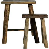 Nordal Tabourets bruts en bois - set de 2 pièces
