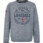 Lonsdale Pull-over 'Borden' marine / gris chiné / rouge / blanc