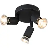 QAZQA Spot industriel noir inclinable rond 3 lumières - Jeany