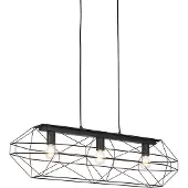 QAZQA Suspension industrielle noire 3 lumières - Carcass