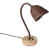 QAZQA Lampe de table rustique marron rouille avec base en bois - Rax