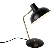 QAZQA Lampe de table rétro noire avec bronze - Milou