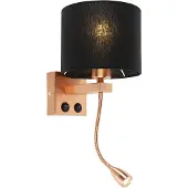 QAZQA Applique Art déco cuivre avec abat-jour noir - Brescia