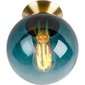 QAZQA Plafonnier Art déco en laiton avec verre bleu océan - Pallon