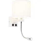 QAZQA Applique murale moderne blanche avec abat-jour blanc - Brescia