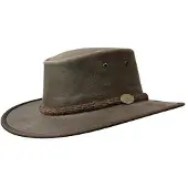 Barmah Hats Chapeau en cuir Foldaway Oiled cuir de bœuf Marron L unisex