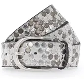 B.belt Ceinture taupe / argent / blanc cassé