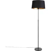 QAZQA Lampadaire noir avec abat-jour noir 45 cm réglable - Parte