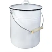 Karl Krüger Eimer mit Deckel 10 l 32 cm Ø25 cm emailliert weiß 120105 4006776018092