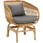 Nordal Fauteuil en rotin avec coussin gris