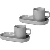 Blomus Tasse à Café et Soucoupe Blomus Pilar Mirage Grey (2-pièces)