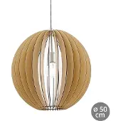 Eglo 94765 Cossano Lampe à suspendre acier nickel mat bois érable