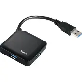 Hama Hub USB 3.0, 4 ports, alimenté par bus, noir