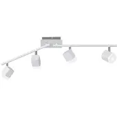TRIO Spot mural et plafonnier à LED, 4 flammes, blanc mat, largeur 78cm, éclairage de la cage d'escalier