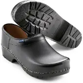 Sika Sabots en bois 124 Traditionel pour homme, avec doublure en cuir et semelle extérieure antidérapante, noir, taille 47 (EU)