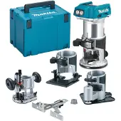 Makita Affleureuse DRT50RTJX3 18V (2x5Ah) Ø 8mm avec kit d'accessoires