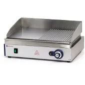 Hendi Plaque à griller semi-rainurée, Kitchen Line, 220-240V/2400W, 527x404x(H)233mm