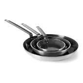 Hendi Poêle à frire Aluminium Marbre Revêtement antiadhésif 3, Set de poêles et de casseroles, Argent