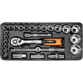 Neo Tools Clé à douille 1/2", jeu de 27 pièces, insert