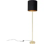 QAZQA Lampadaire classique en laiton avec abat-jour noir 40 cm - Simplo