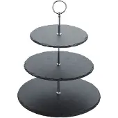 Artesà Slate Tray 3 Round Heights Argenté