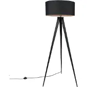 QAZQA Lampadaire moderne noir avec abat-jour noir - Ilse