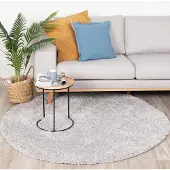 NATURL. Tapis rond à poils longs - Lofty Gris Clair | Ø 150 cm | Rond | Pile haute