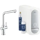GROHE Blue Home Mitigeur monocommandé pour évier Starter Kit, portée 221mm, bec en L, avec fonction filtre et refroidissement, 31454001