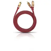 OEHLBACH NF Y-Sub 100 - Câble Y-Cinch Subwoofer - 2X Cinch/1x Cinch - Câble Flexible avec Blindage Efficace - 5 m - Rouge