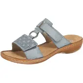 Rieker Chaussons d'intérieur pour femmes, confortables, modèle sandale, couleur bleue