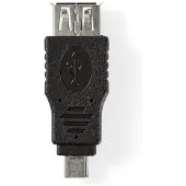 Nedis Adaptateur USB Micro-B | USB 2.0 | USB Micro-B mâle | USB-A femelle | 480 Mbps | Nickelé | PVC | Noir | Blister