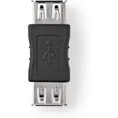 Nedis Adaptateur USB-A | USB 2.0 | USB-A femelle | USB-A femelle | 480 Mbps | Rond | Nickelé | PVC | Noir | Boîte