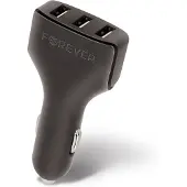Forever Chargeur de voiture triple USB CC-05 4.8A, Adaptateur pour véhicule, Noir