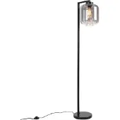 QAZQA Lampadaire design noir avec verre fumé - Qara Down