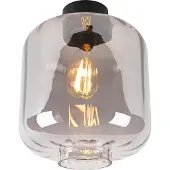 QAZQA Plafonnier design noir avec verre fumé - Qara