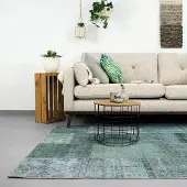 FRAAI Tapis patchwork - Estate Bleu/Vert | 80x150 cm | Rectangulaire | Tissage plat