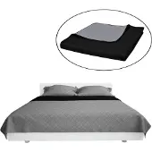 vidaXL Couvre-lit double face matelassé noir/gris 220x240 cm
