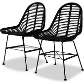 vidaXL Chaise de salle à manger 2 pcs. Rotin naturel noir