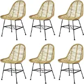 vidaXL Chaise de salle à manger 6 pcs. Rotin naturel