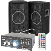 VONYX Skytec SL6-Lautsprecher-Set mit AV-360-Verstärker und Kabeln (Passif), Haut-parleur PA, Noir