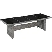 vidaXL Table de jardin 240x90x74 cm Poly rotin et verre