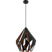 Eglo Luminaire suspendu Carlton 1 rond, Ø x H : 385 mm x 110 cm, noir/cuivre