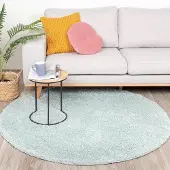 NATURL. Tapis rond à poils longs - Lofty Bleu Clair | Ø 100 cm | Rond | Pile haute